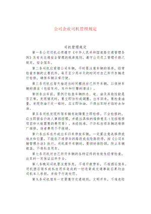 公司企业司机管理规定.docx