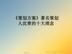 《策划方案》著名策划人沈青的十大理念.ppt