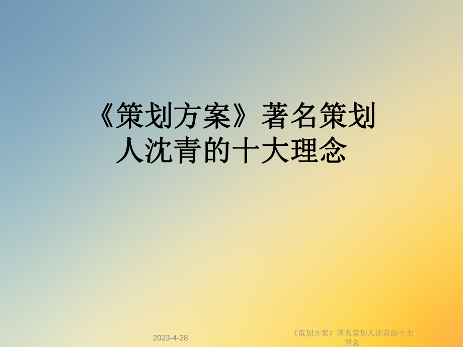 《策划方案》著名策划人沈青的十大理念.ppt_第1页