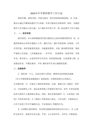 2023年中学教师教学工作计划新编4份.docx