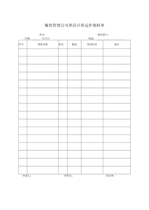 餐饮管理公司单店日常运作领料单.docx