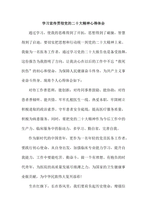 儿科医院医生深入贯彻《学习党的二十大精神》个人心得体会（4份）.docx