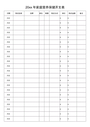 家庭营养保健开支表.docx