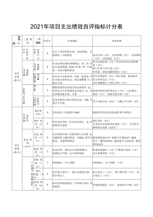 2021年项目支出绩效自评指标计分表.docx