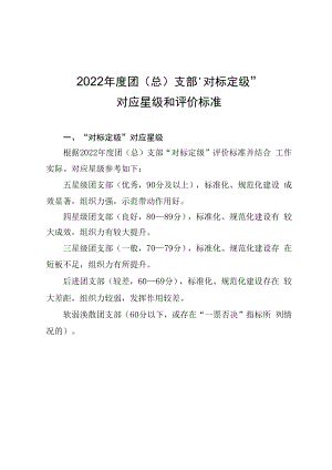 2022年度团总支部“对标定级”对应星级和评价标准.docx