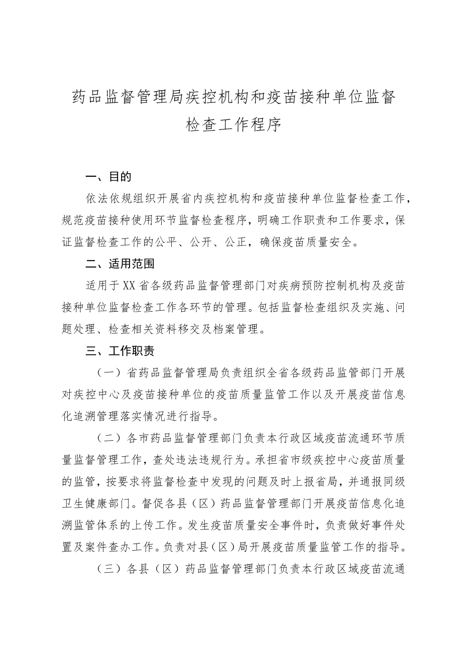 疾控机构和疫苗接种单位监督检查工作程序.docx_第1页