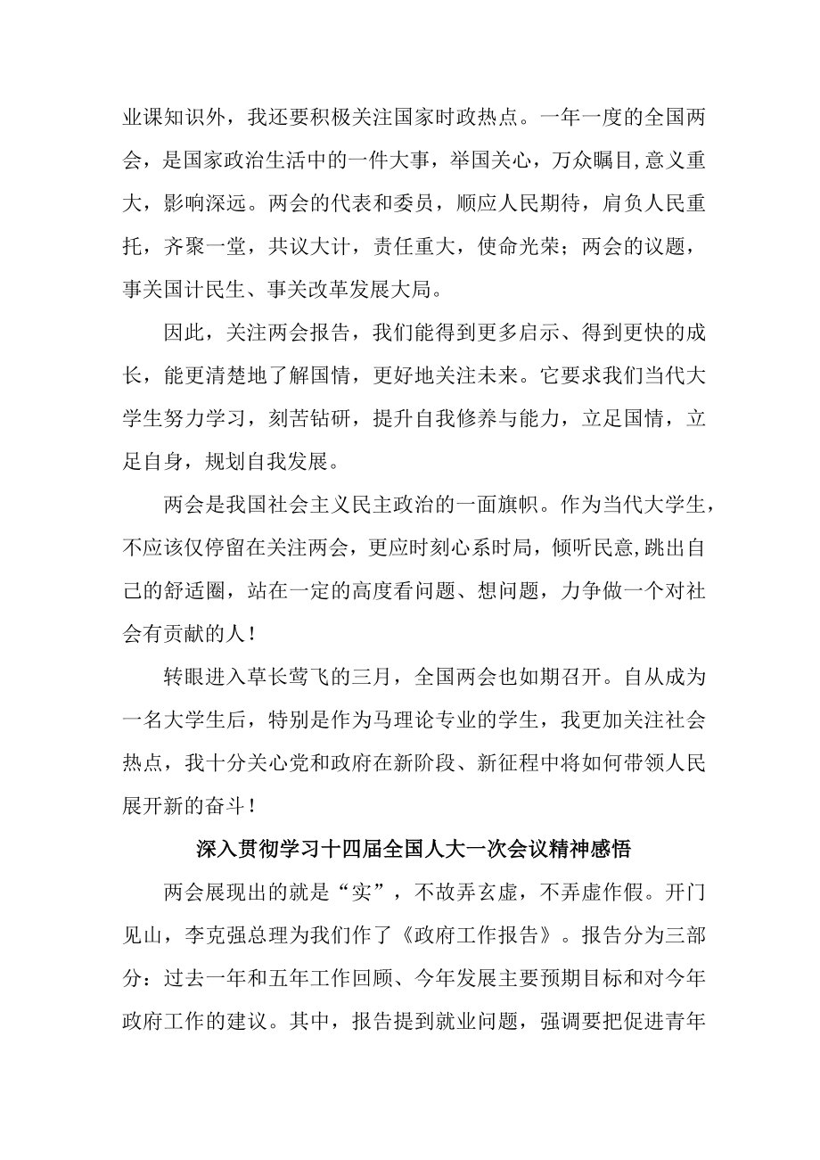 教师深入贯彻学习十四届全国人大一次会议精神感悟合辑五篇.docx_第3页