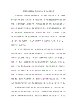 公立小学2023年学校教师道德师风学习个人心得体会 精品汇编4份.docx