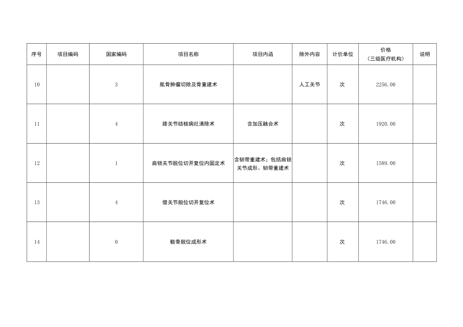 部分人工关节置换手术项目价格调整表.docx_第3页