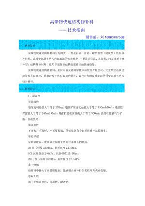 高聚物快速结构修补料——技术指南.docx
