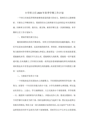 城区学校小学生2023年班主任春季学期工作计划.docx