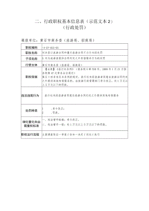 行政职权基本信息表示范文本2行政处罚.docx