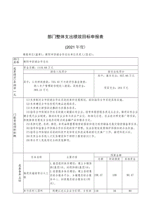 部门整体支出绩效目标申报021年度.docx