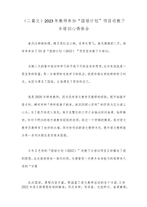 （二篇文）2023年教师参加“国培计划”项目送教下乡培训心得体会.docx