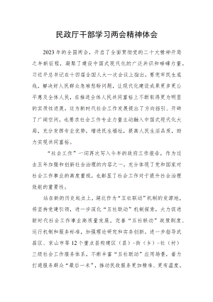 民政厅干部学习两会精神体会.docx