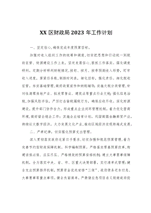 XX区财政局2023年工作计划.docx
