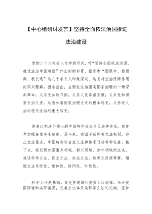 【中心组研讨发言】坚持全面依法治国推进法治建设.docx