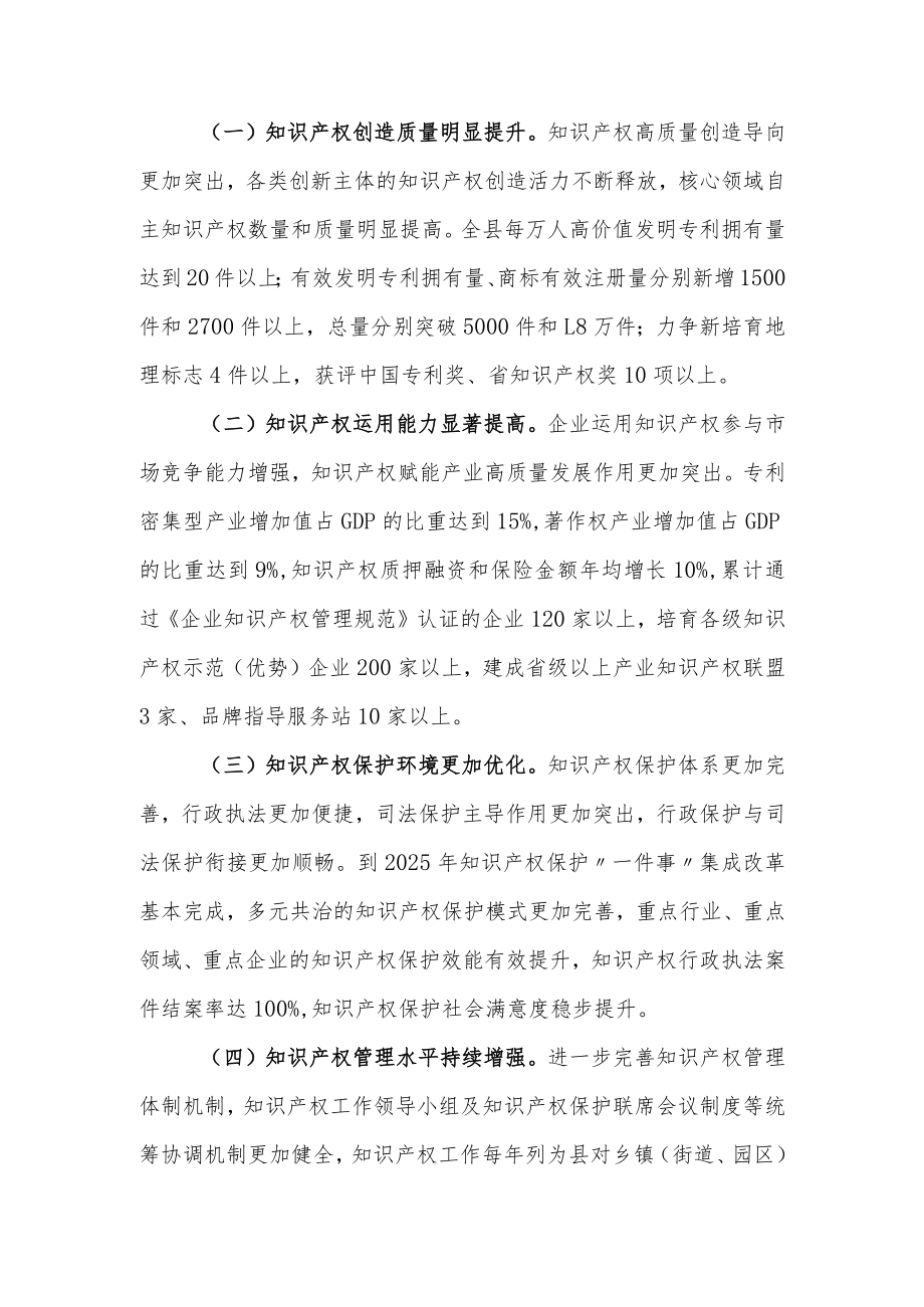 XX县推进国家知识产权强县建设示范县工作方案（2022—2025年）.docx_第2页