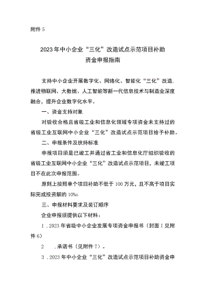 2023年中小企业“三化”改造试点示范项目补助资金申报指南.docx