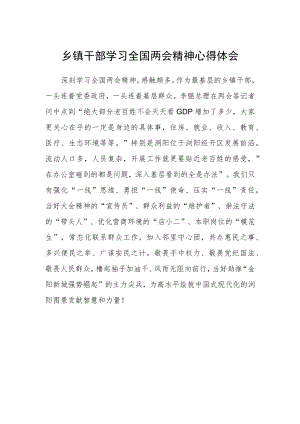 乡镇干部学习全国两会精神心得体会.docx