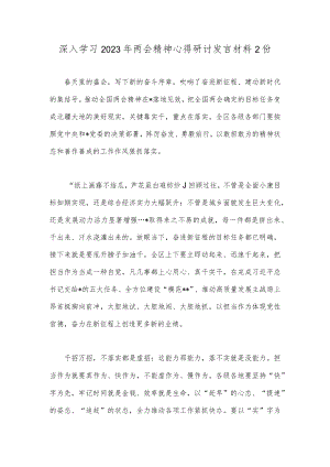 深入学习2023年两会精神心得研讨发言材料2份.docx