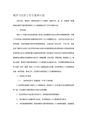 镇学习宣传工作方案和计划.docx