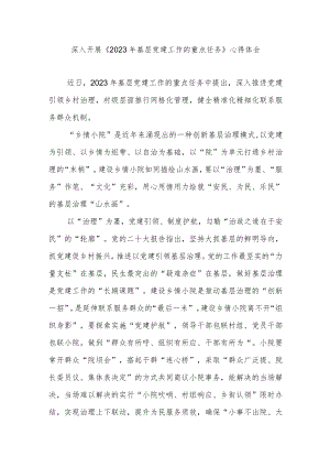 深入开展《2023年基层党建工作的重点任务》心得体会3篇.docx