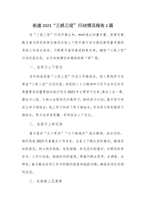 街道2023“三抓三促”行动情况报告2篇.docx