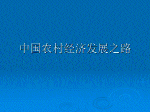 中国农村经济发展之路.ppt