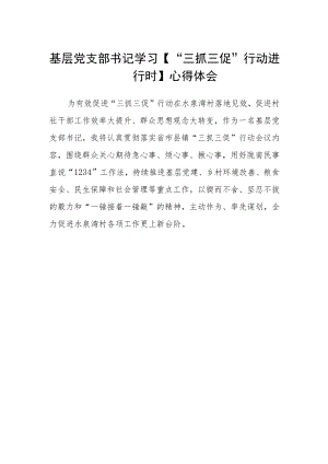 基层党支部书记学习【“三抓三促”行动进行时】心得体会.docx