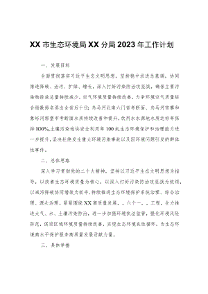 XX市生态环境局XX分局2023年工作计划.docx