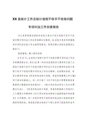 XX县统计工作及统计造假不收手不收敛问题专项纠治工作自查报告.docx