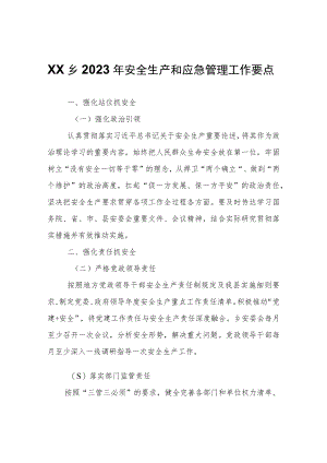 XX乡2023年安全生产和应急管理工作要点.docx