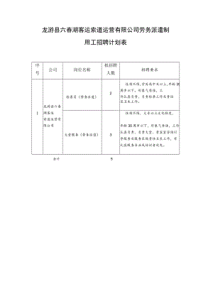 龙游县六春湖客运索道运营有限公司劳务派遣制用工招聘计划表.docx