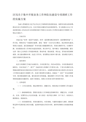 区局关于集中开展业务工作和队伍建设专项调研工作的实施方案.docx