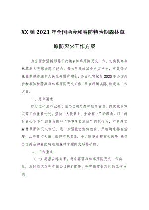 XX镇2023年全国两会和春防特险期森林草原防灭火工作方案.docx