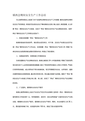 镇两会期间安全生产工作总结.docx