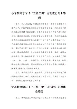 小学教师学习【“三抓三促”行动进行时】感想集合四篇.docx