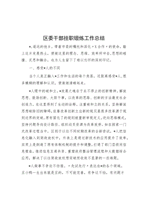 区委干部挂职锻炼工作总结.docx