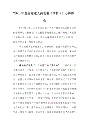 2023年基层党建人员观看《榜样7》心得体会.docx