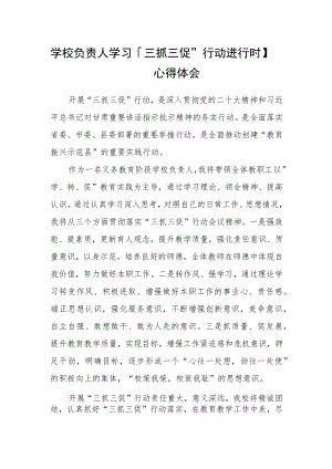 学校负责人学习【“三抓三促”行动进行时】心得体会.docx
