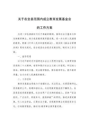 关于在全县范围内成立教育发展基金会的工作方案.docx