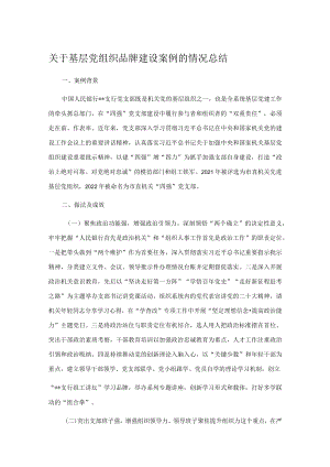 关于基层党组织品牌建设案例的情况总结.docx