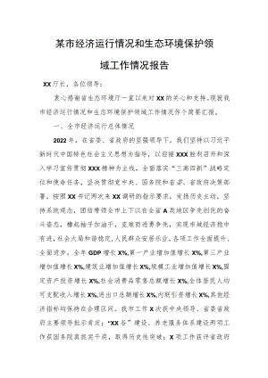 某市经济运行情况和生态环境保护领域工作情况报告.docx