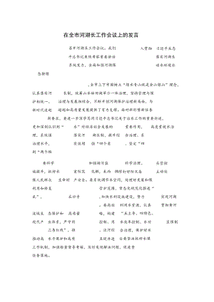 在全市河湖长工作会议上的发言.docx