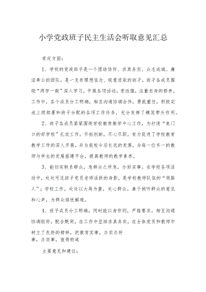 小学党政班子民主生活会听取意见汇总.docx