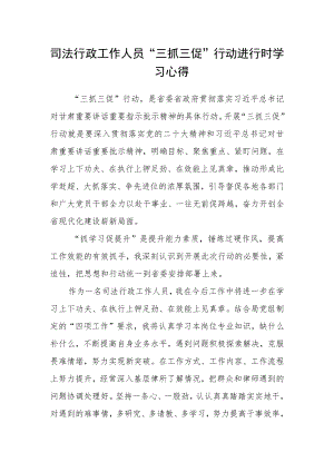 司法行政工作人员“三抓三促”行动进行时学习心得.docx
