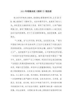 2023年观看央视《榜样7》观后感交流发言4篇.docx