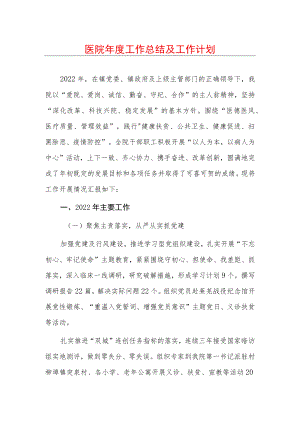 医院年度工作总结及工作计划.docx