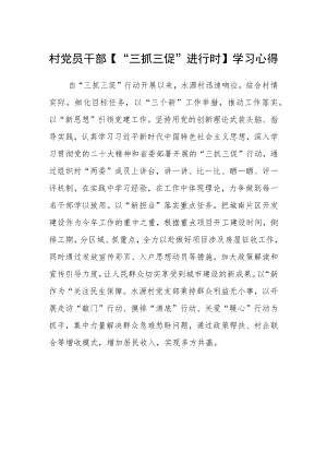 村党员干部【“三抓三促”进行时】学习心得.docx